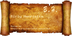 Birly Henrietta névjegykártya